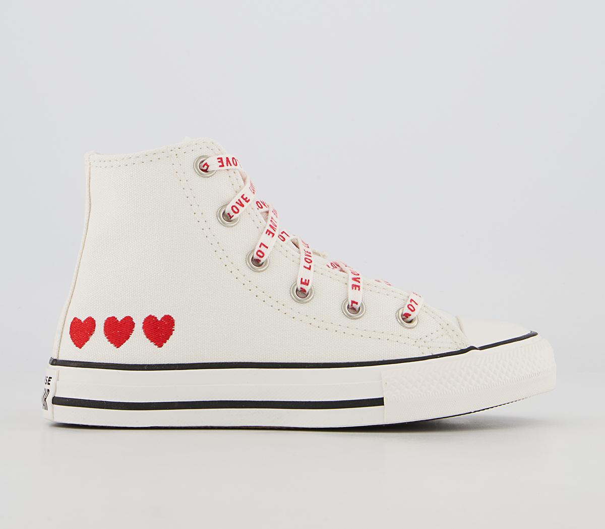 Converse All Star Hi Youth Trainers Vintage White University Red Black ...