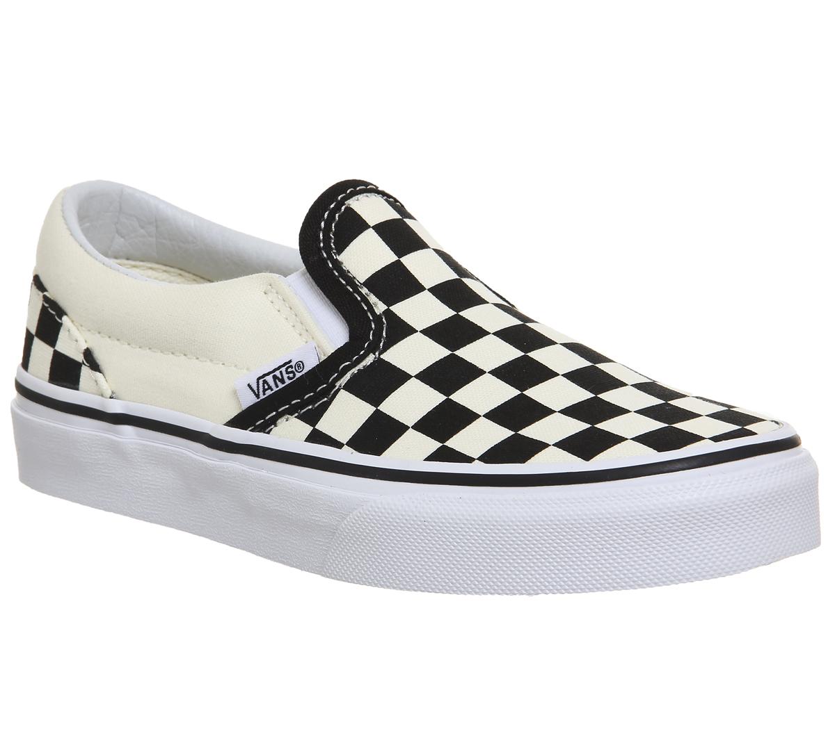 vans checkerboard slip on black and white