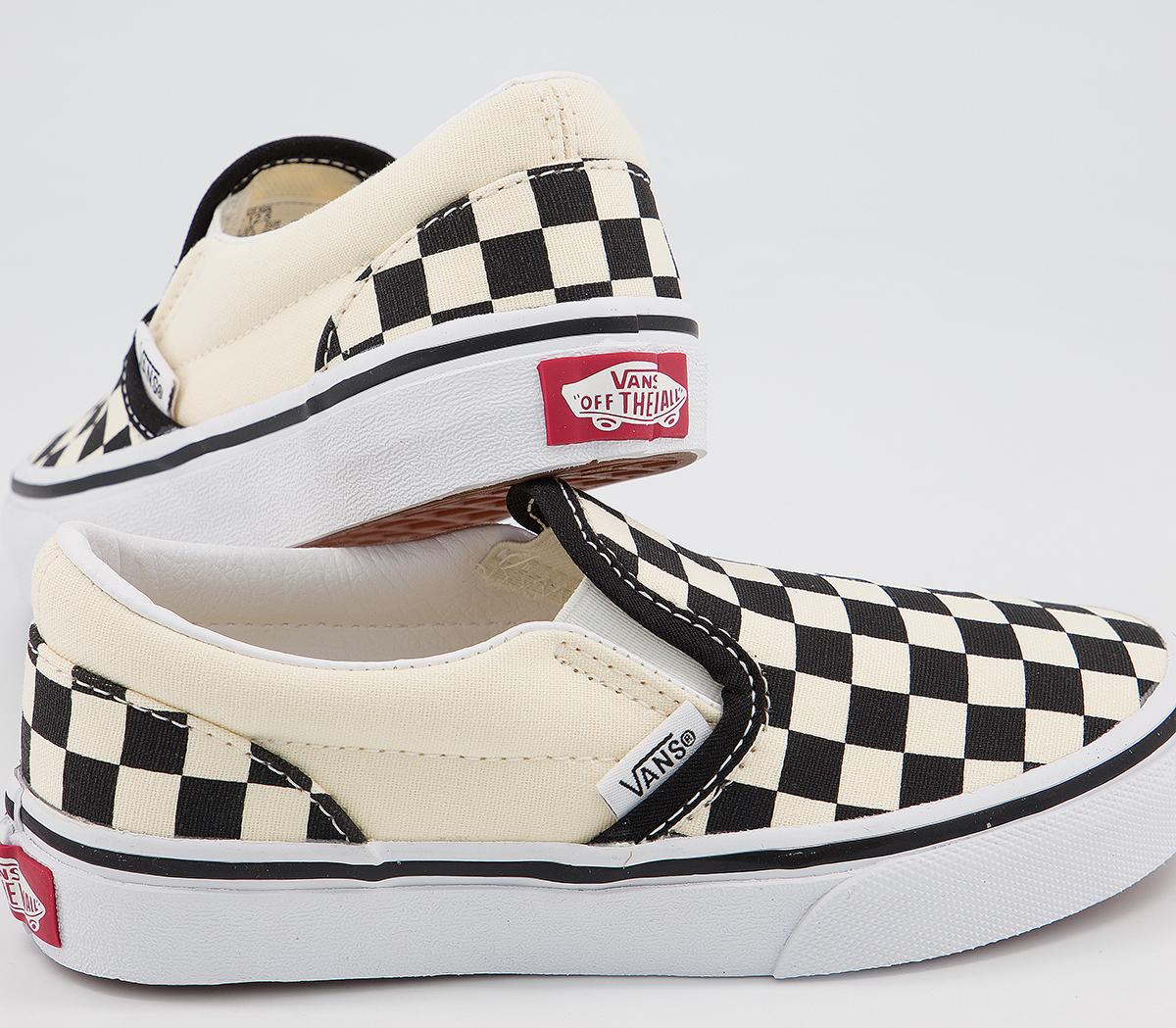 black & cream classic checkerboard trainers