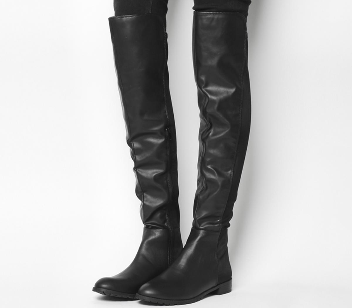 flat over the knee boots leather