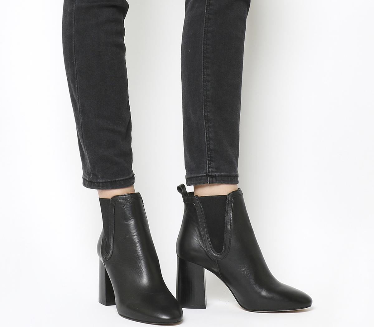 Office Lioness Platform Ankle Boots Black Leather Ankle Boots