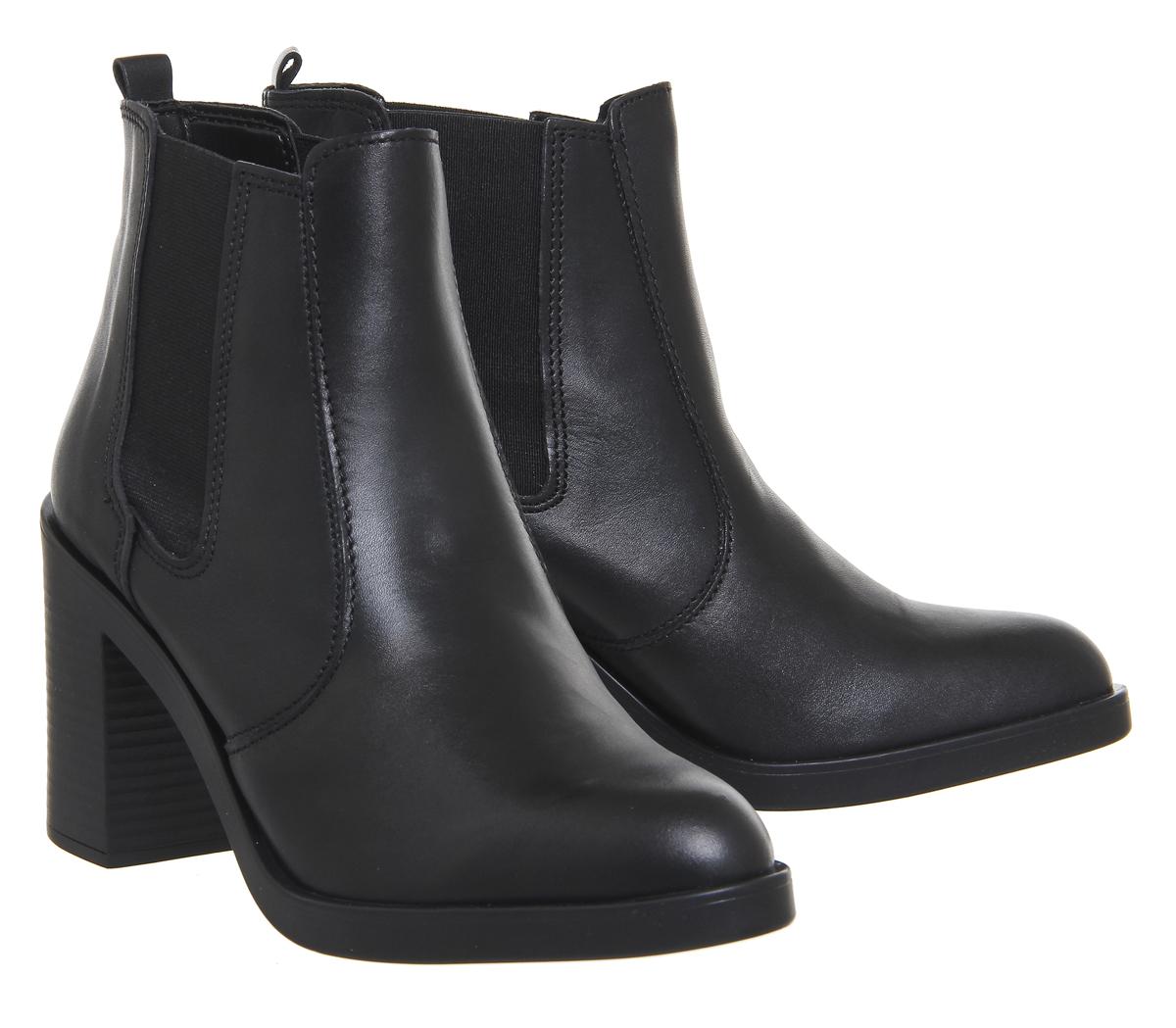 Office Laura Mid Heel Chelsea Boots Black Leath