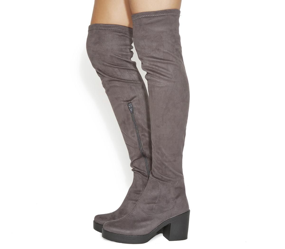 Knee Boots Grey - Knee High Boots