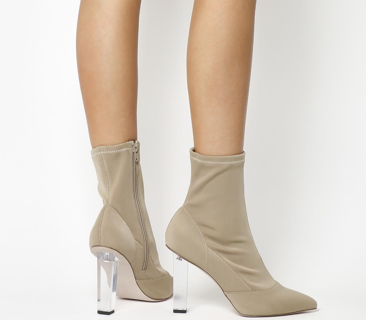 ankle boots with clear heel