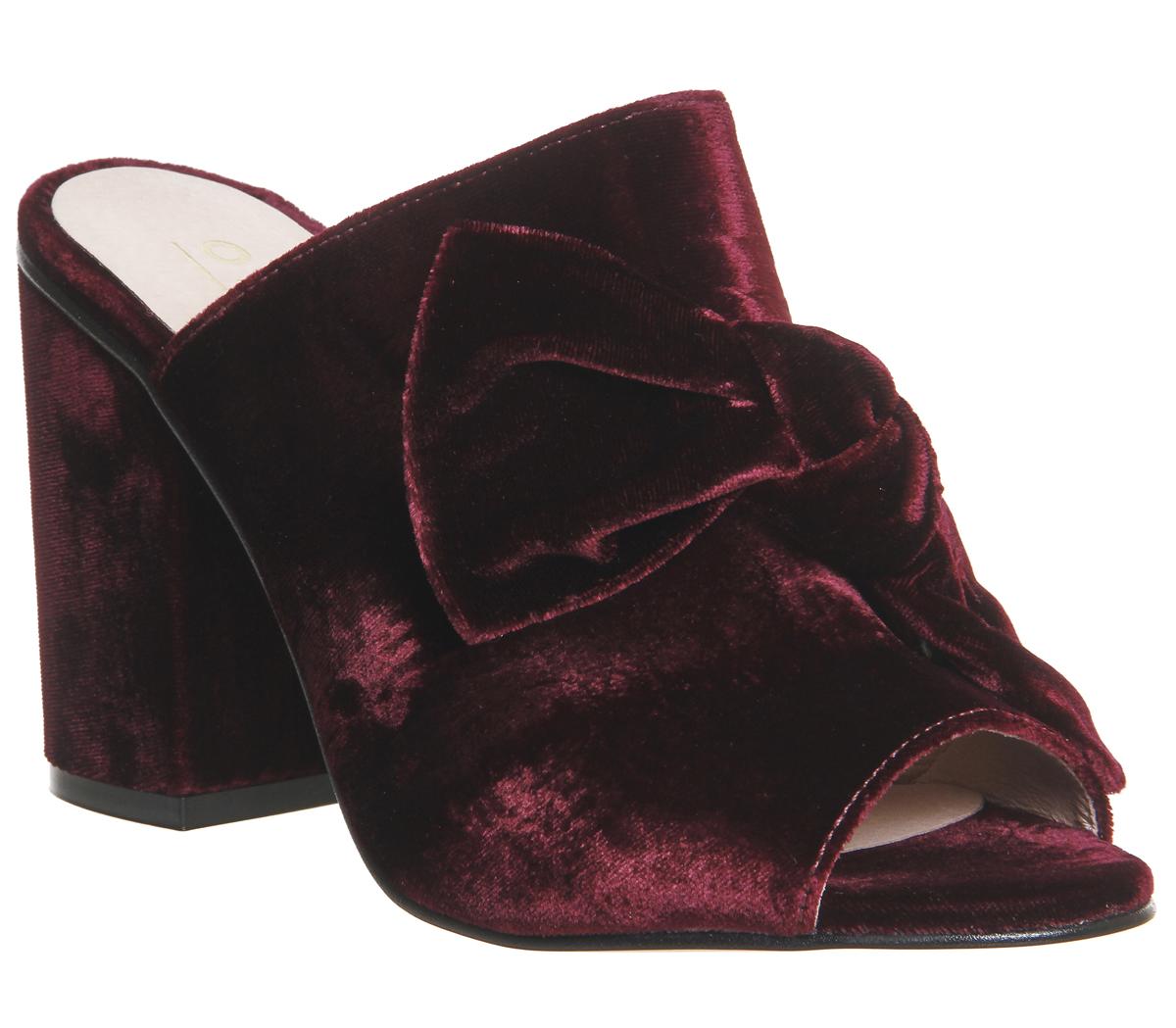 velvet heeled mules