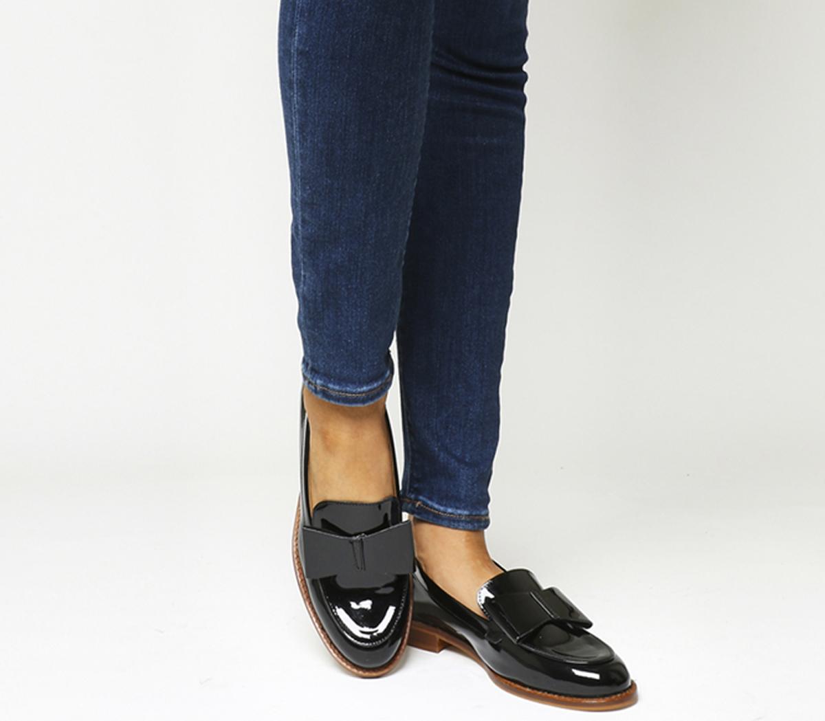 Office Present Bow Loafers Black Patent 