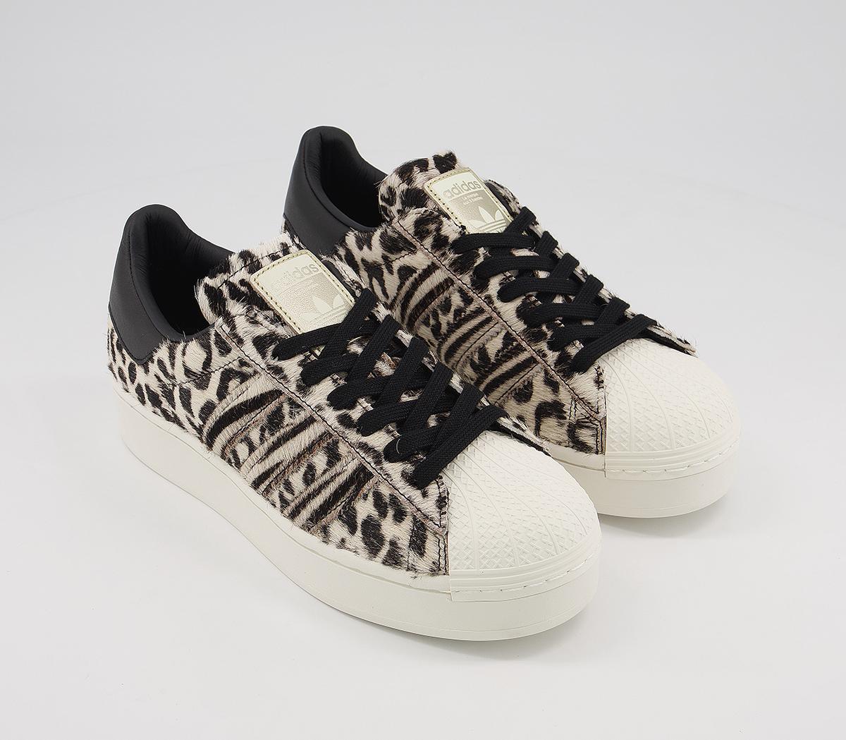 adidas Superstar Bold Trainers Core Black Off White Gold Metalic ...