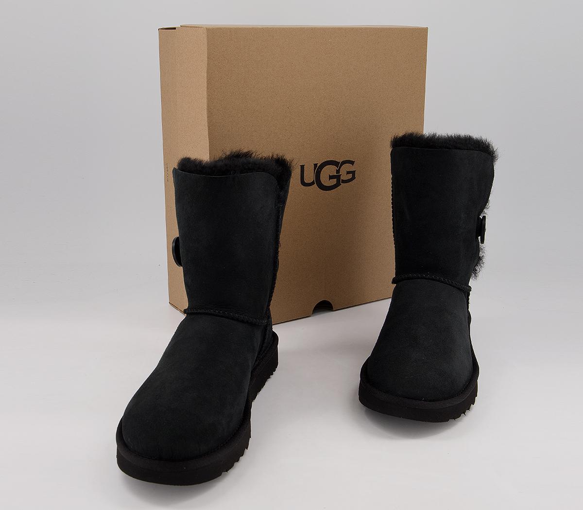 UGG Bailey Button II Boots Black Suede - Ankle Boots