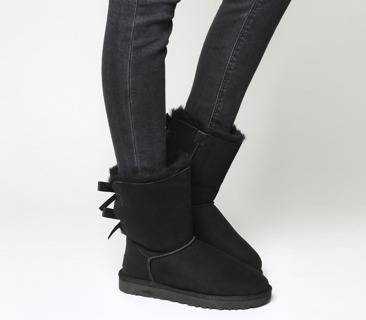 black ankle boots with bow
