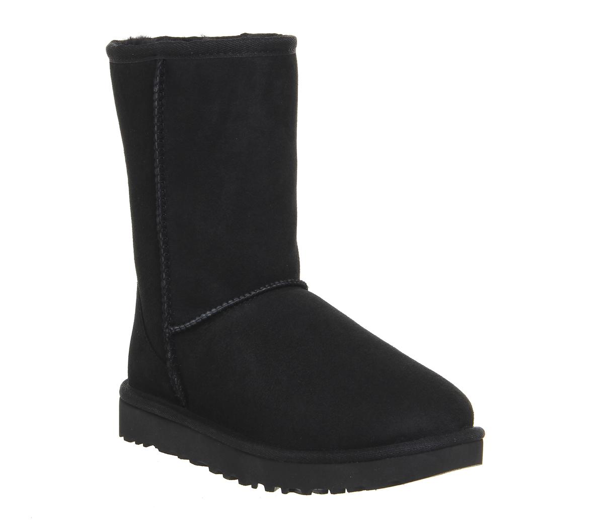 UGG Classic Short II Boots Black Suede - Ankle Boots