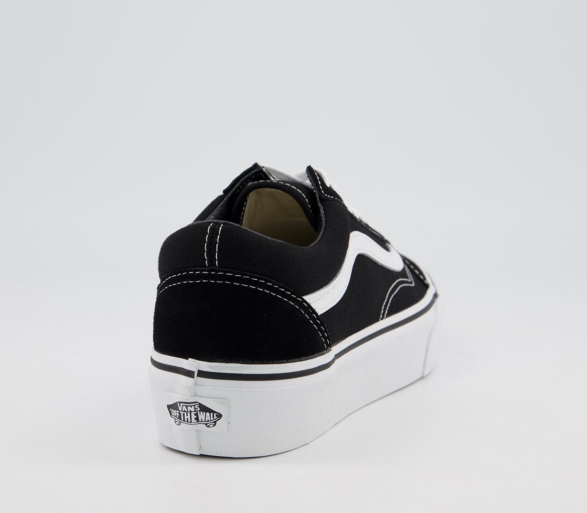 Vans old skool platform trainers in black and white Clearance
