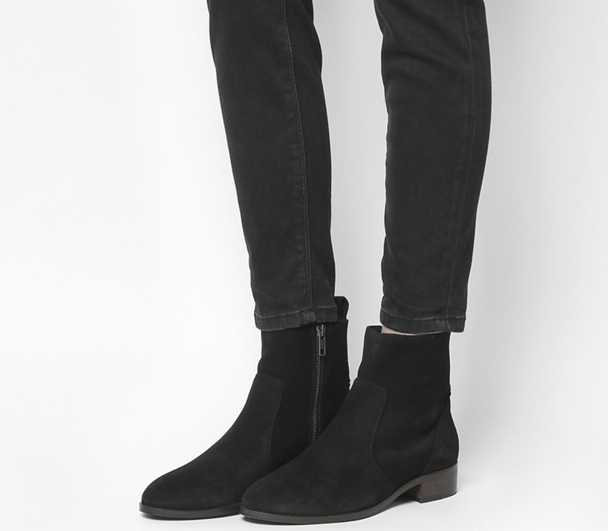 Office Ashleigh Flat Ankle Boots Black Suede Ankle Boots