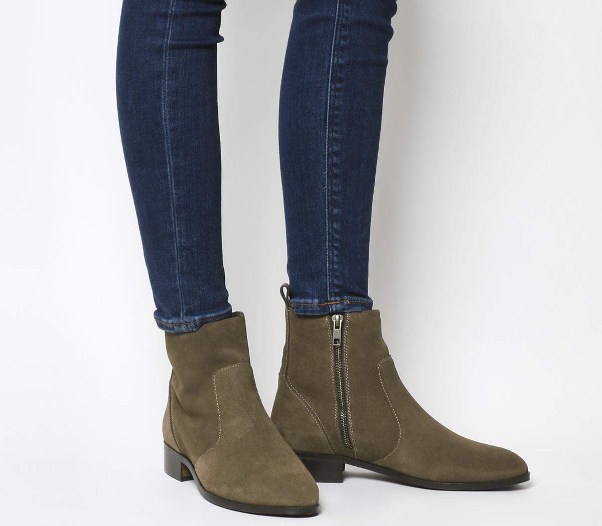 flat suede ankle boots