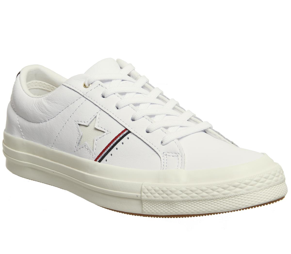 converse leather one star white