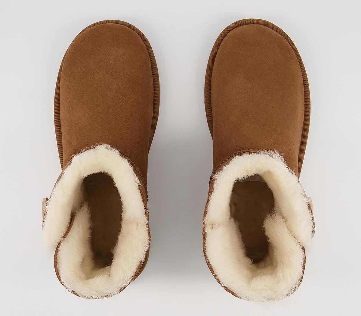 UGG Mini Bailey Button II Chestnut Suede - Ankle Boots