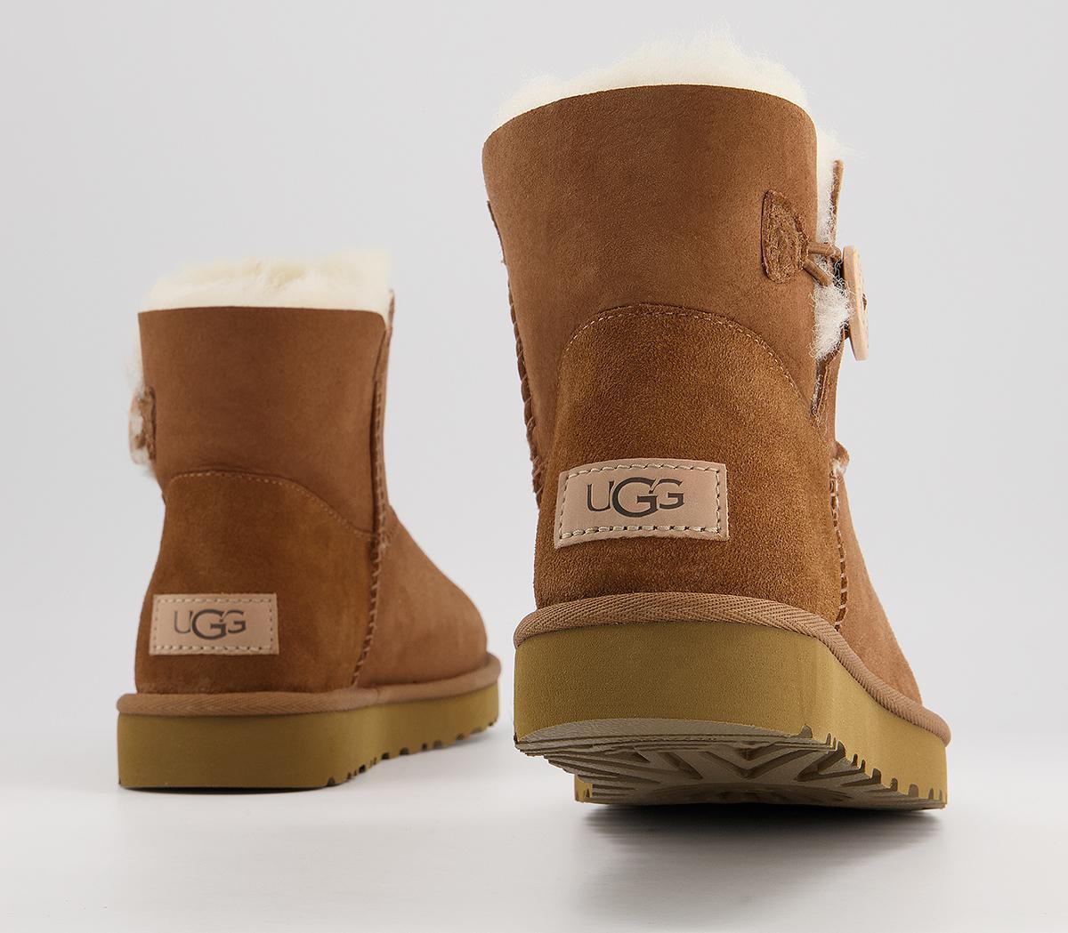 Ugg Mini Bailey Button Ii Chestnut Suede Ankle Boots