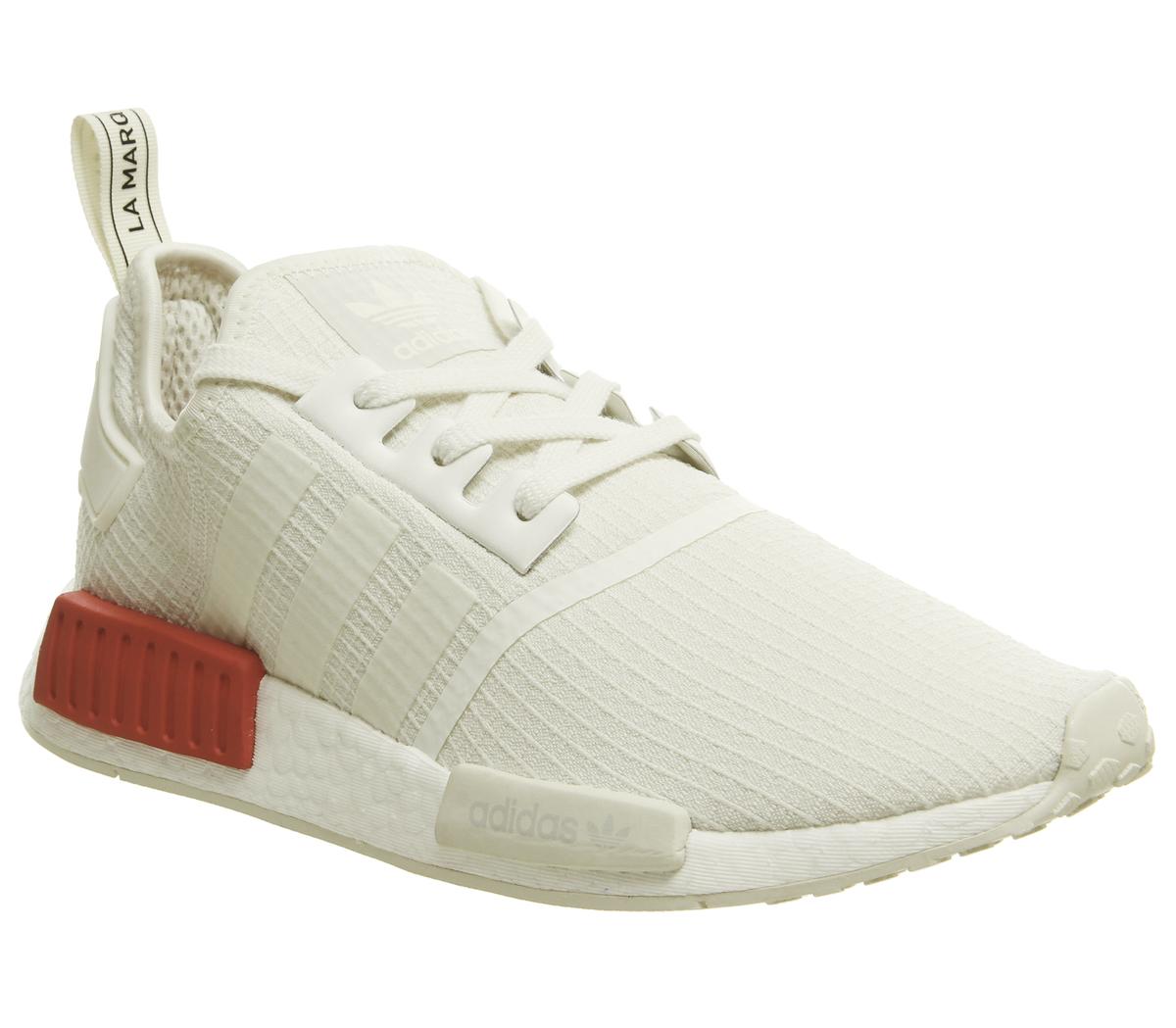 white and red adidas nmd