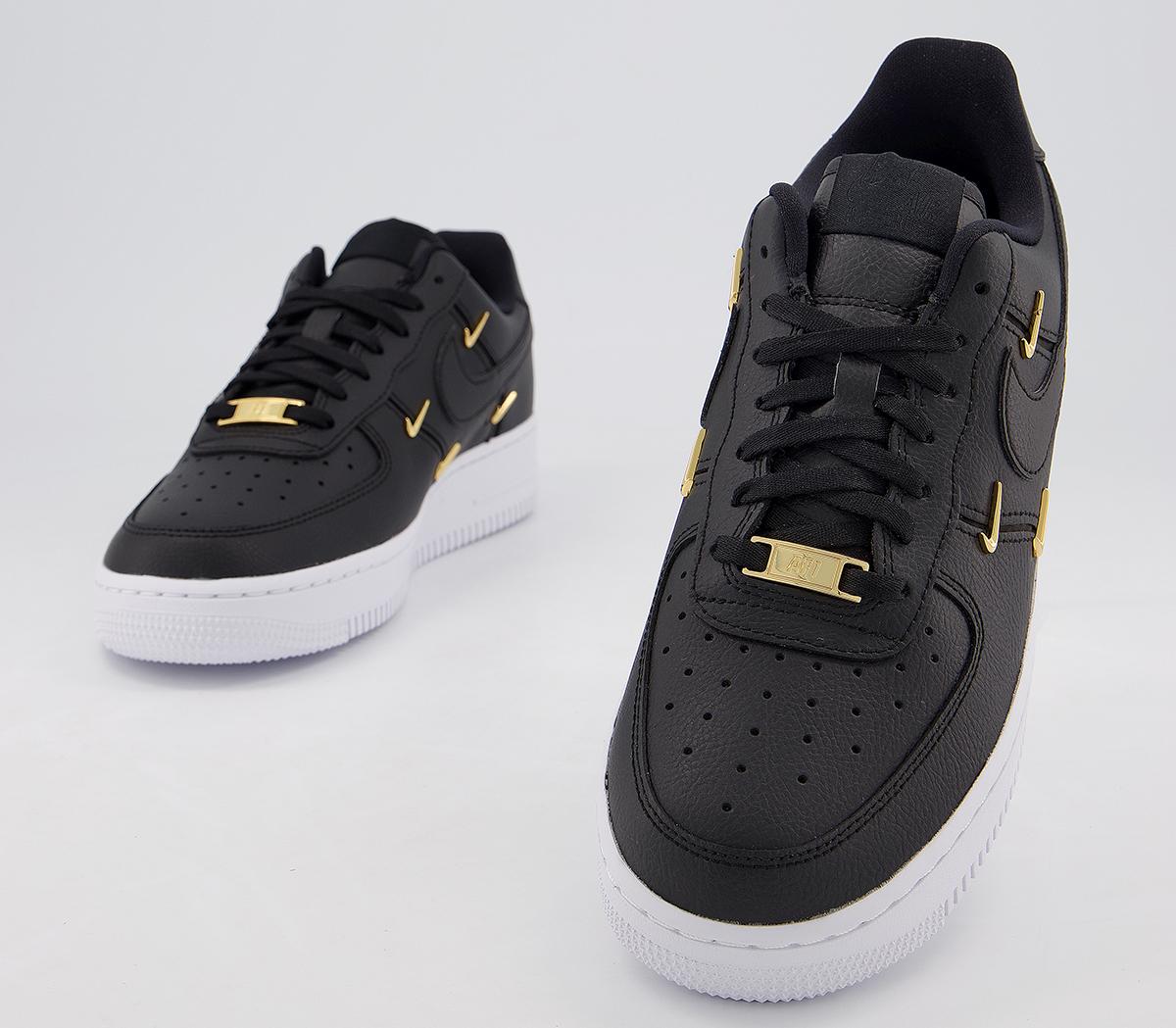 Nike Air Force 1 07 Black Black Metallic Gold Hyper Royal - Sneaker damen