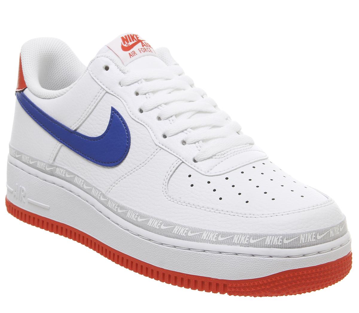 nike air force one red and blue swoosh