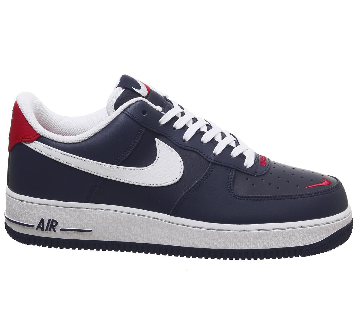 Nike Air Force 1 07 Trainers Obsidian White Uni Red ...