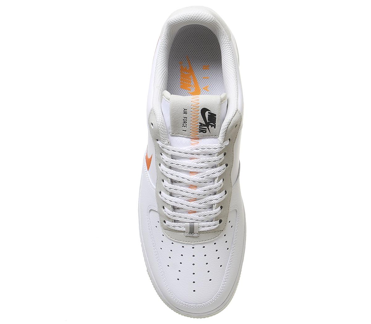 nike air force 1 07 trainers white black total orange jdi