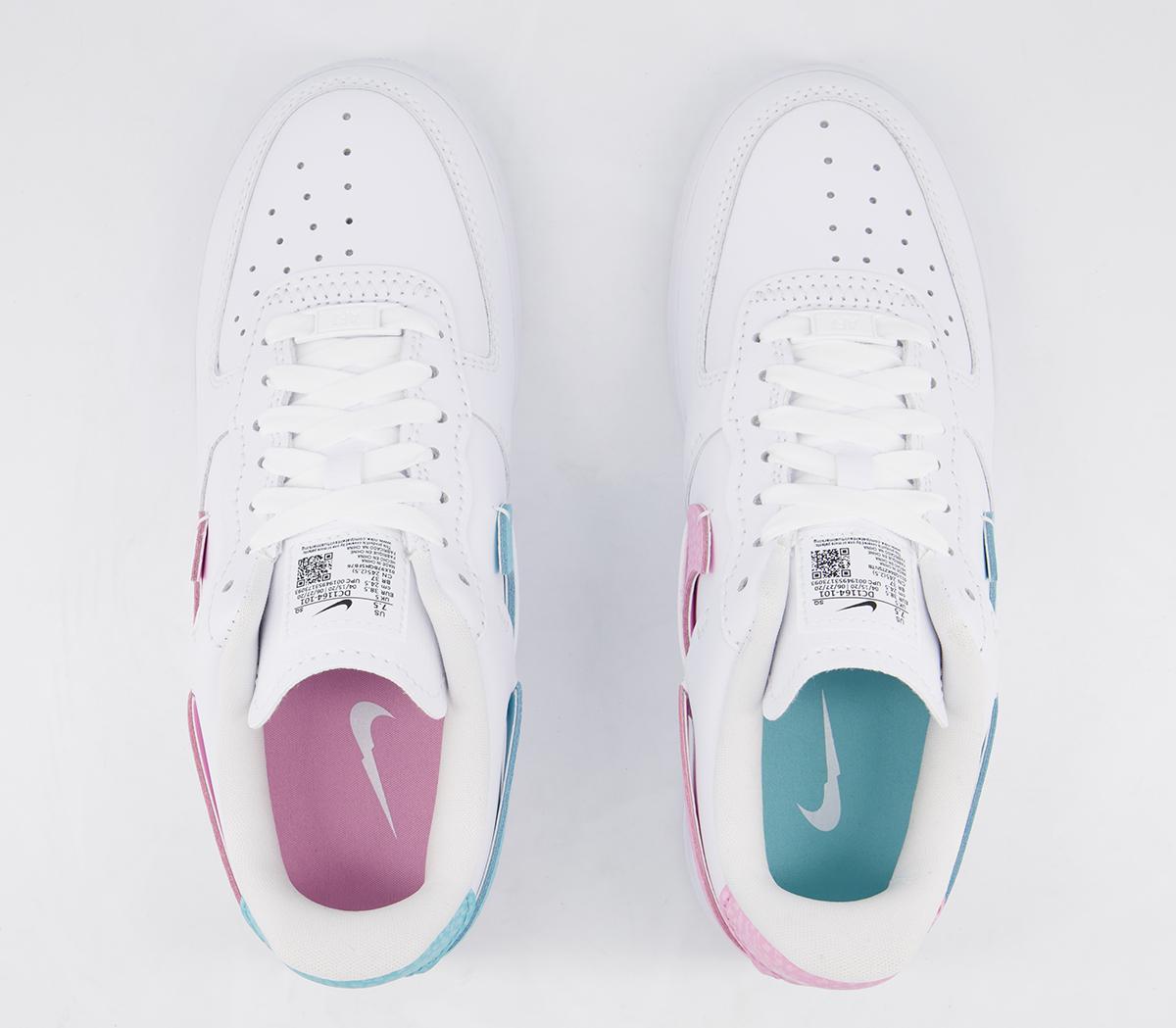Nike Air Force 1 07 Trainers White Bleached Aqua Pink Rise Lxx - Hers trainers