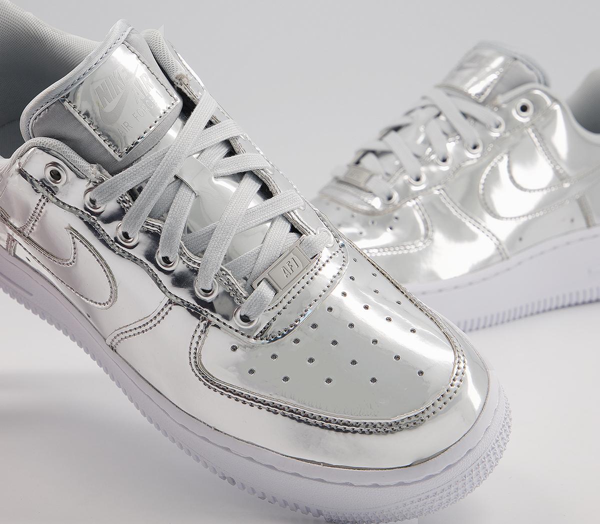Nike Air Force 1 07 Trainers Chrome Metallic Silver - Hers trainers