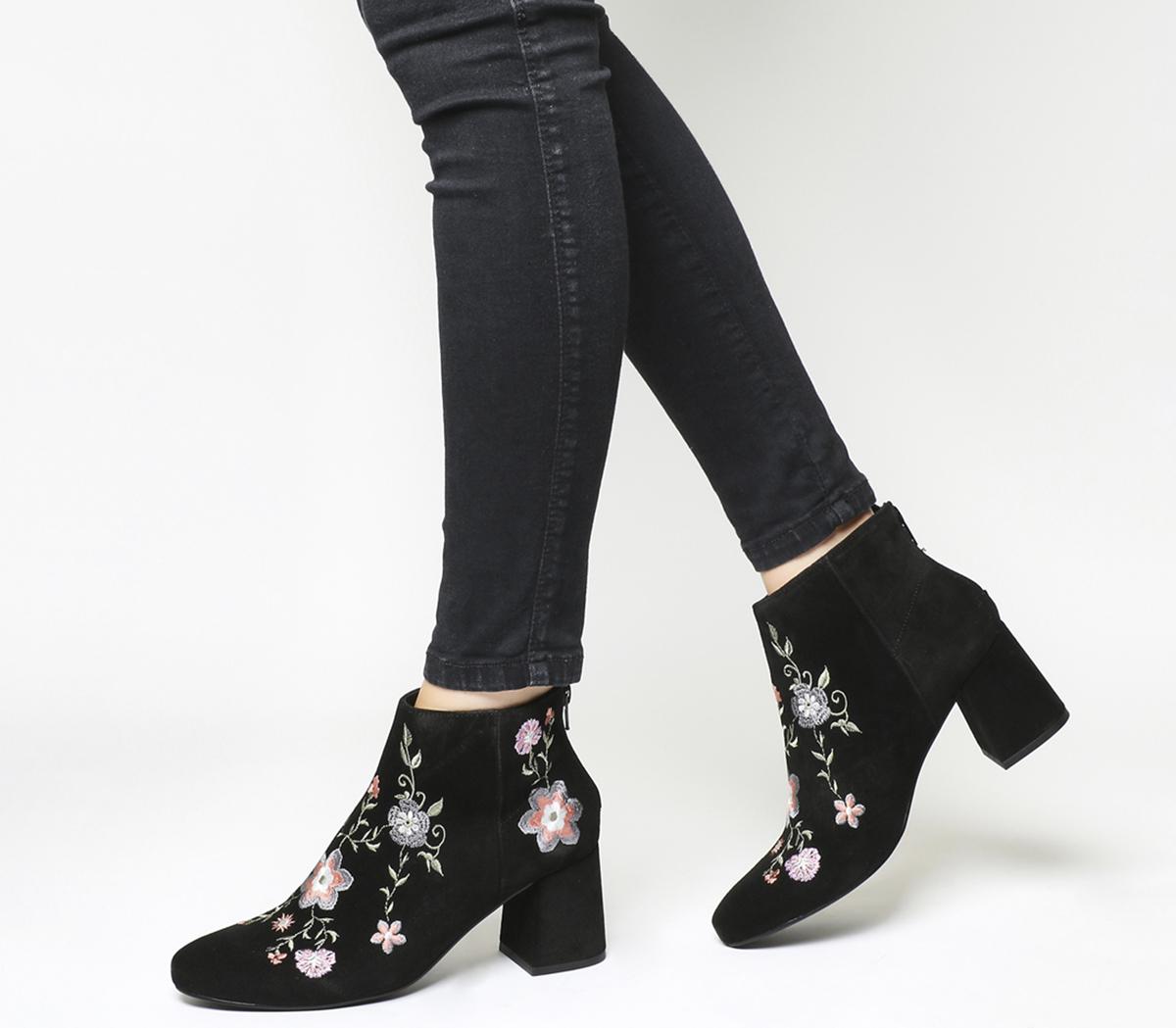 suede embroidered boots