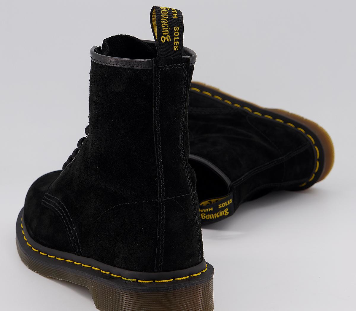 Dr. Martens 8 Eyelet Lace Up Boots Black Suede - Ankle Boots