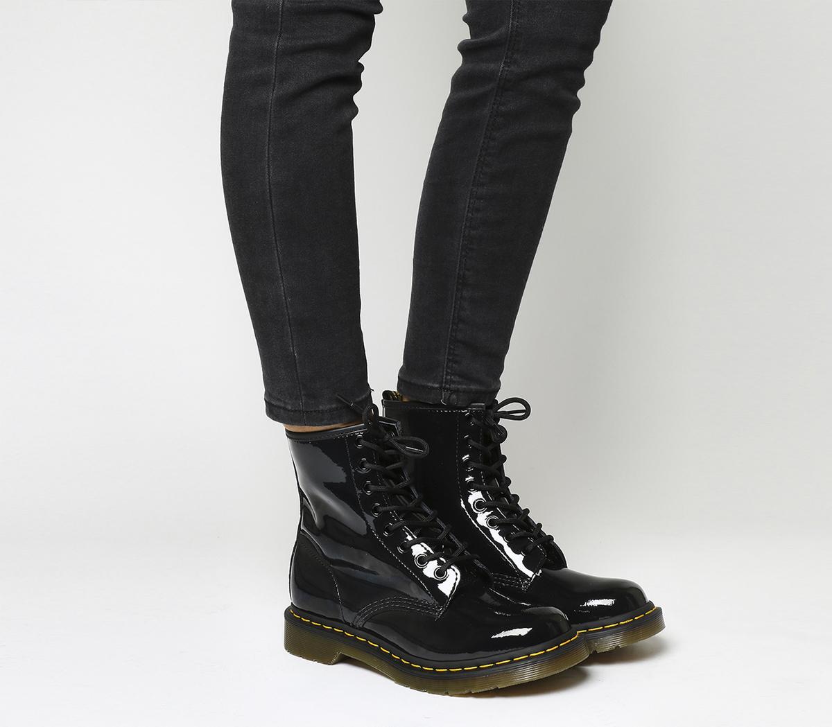 black patent doc marten style boots