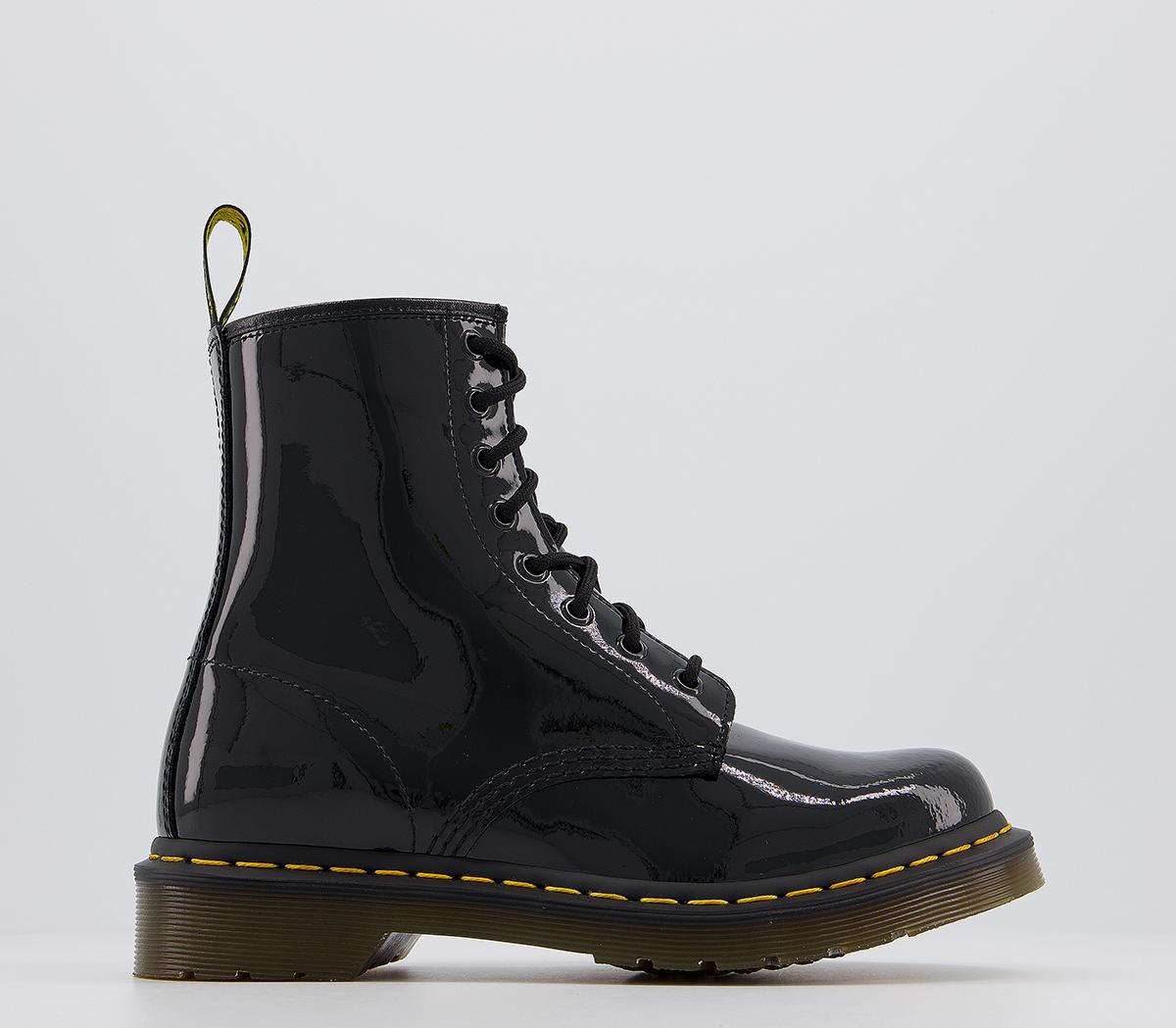 Dr. Martens 8 Eyelet Lace Up Boots Black Patent - Ankle Boots