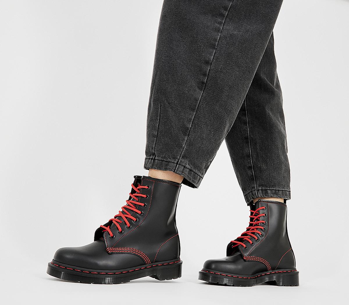 Boots Black Red Stitch - Ankle Boots