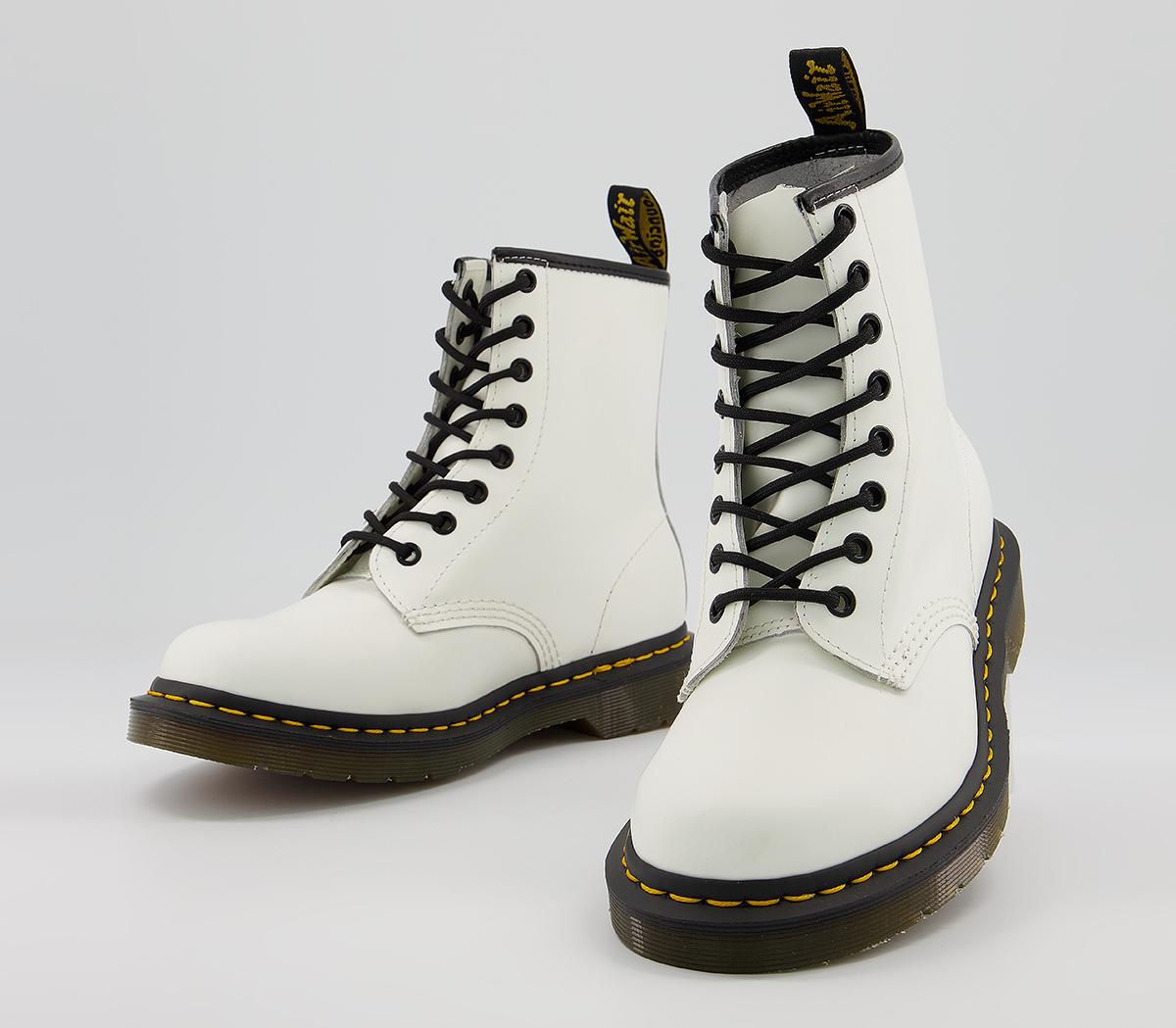 Dr. Martens 8 Eyelet Lace Up Boots White - Ankle Boots