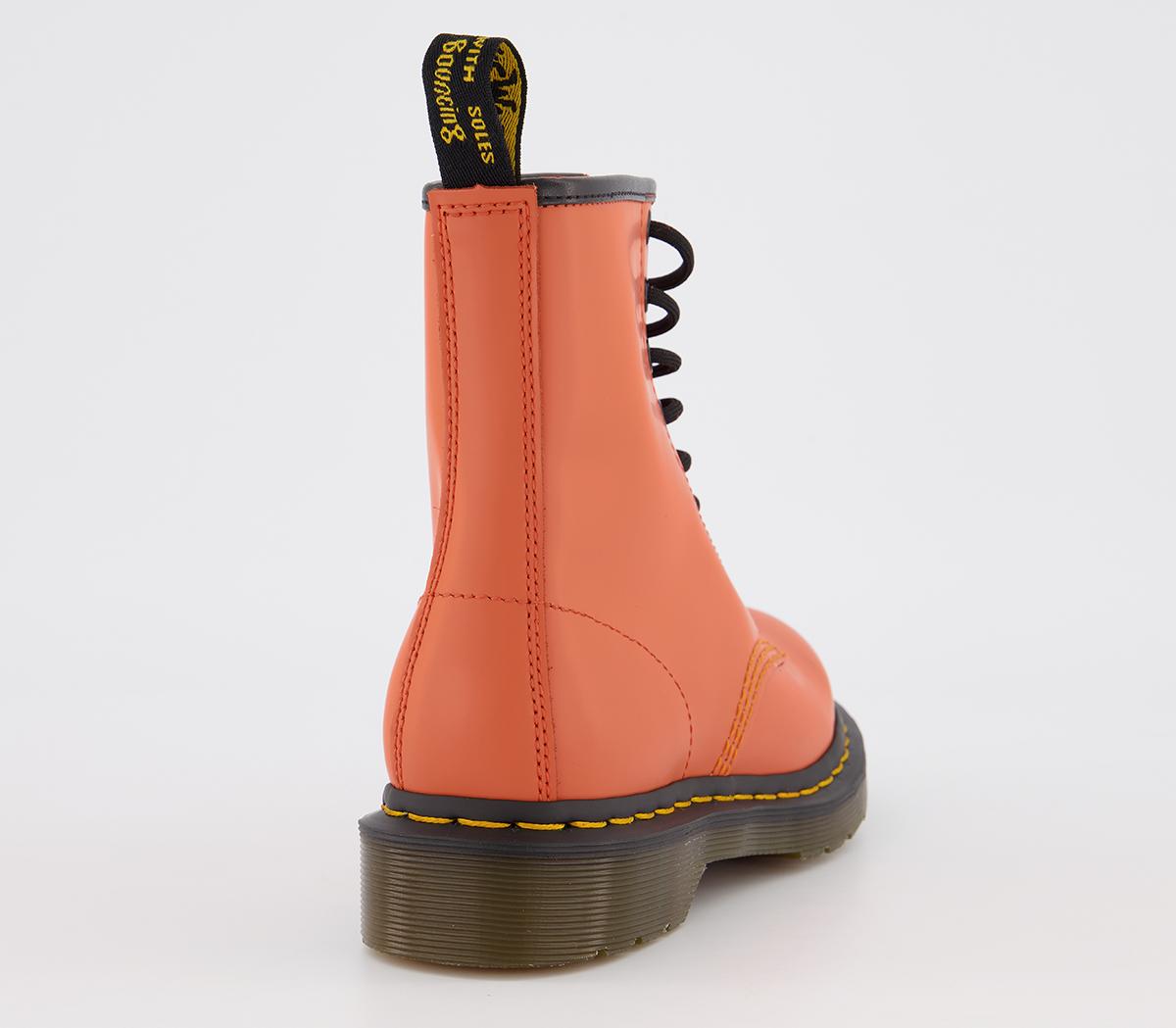 Dr. Martens 8 Eyelet Lace Up Boots Orange Smooth - Ankle Boots