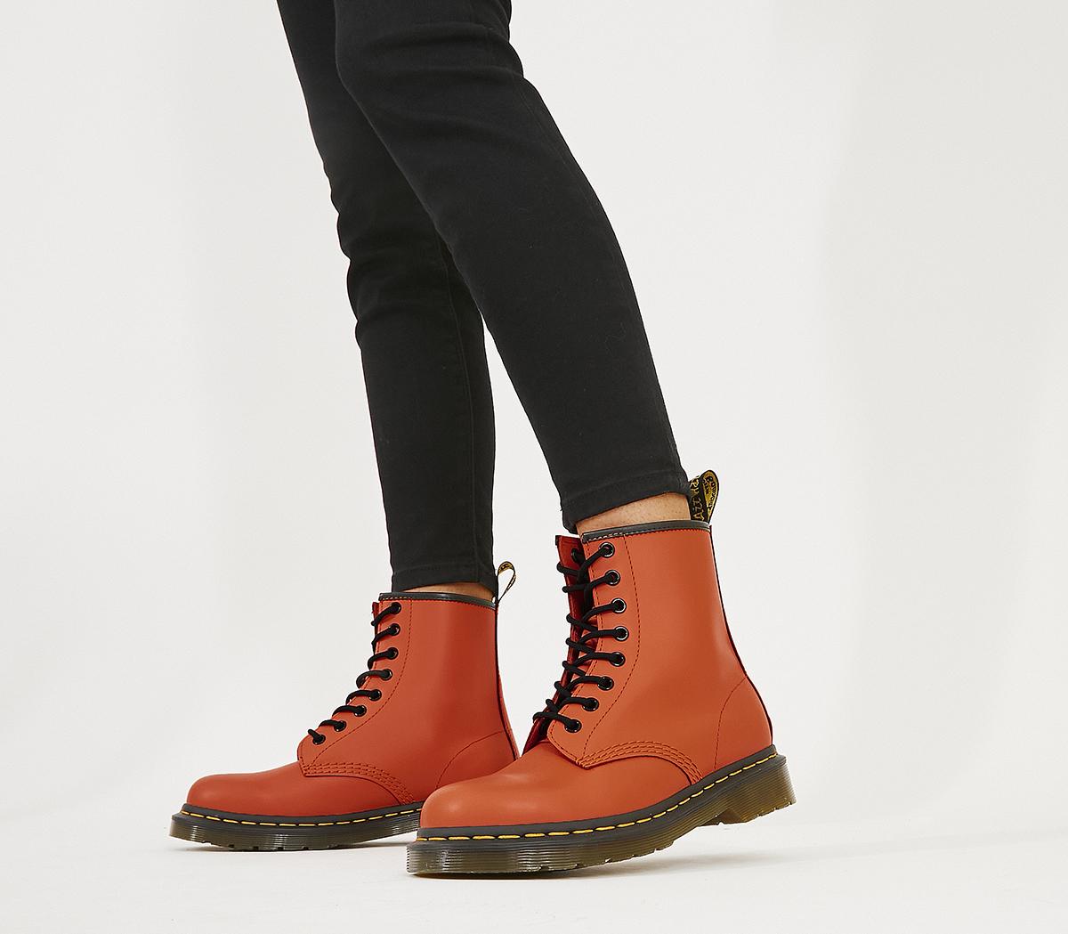 orange lace up boots