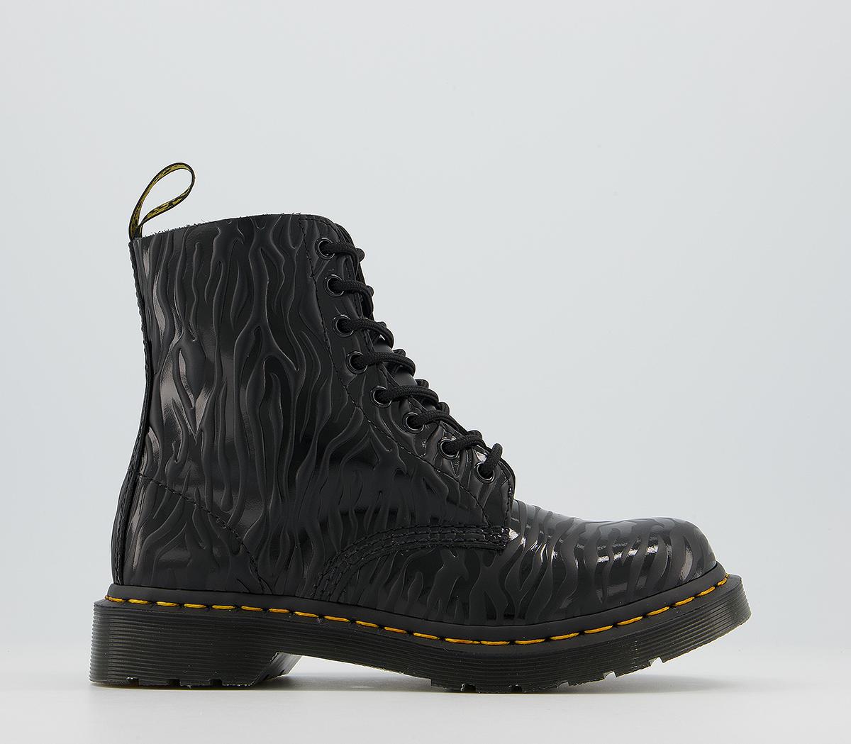 Dr. Martens 8 Eyelet Lace Up Boots Zebra Emboss - Ankle Boots