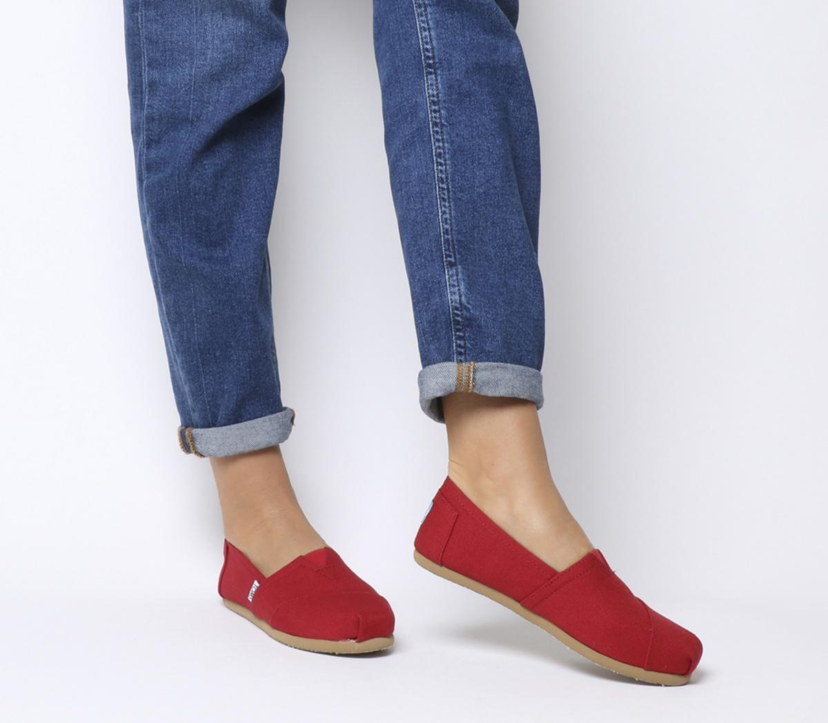 Toms Classic Slip Ons Red - Flats