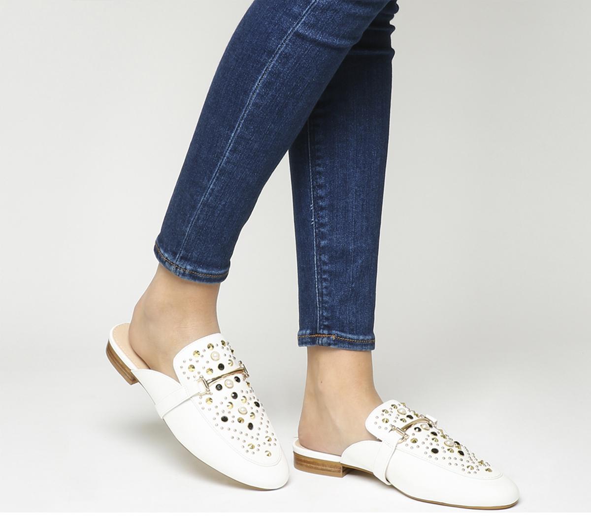 white backless mules