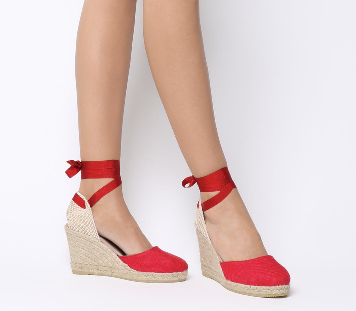 OFFICE Ankle Wrap Espadrille Wedges 