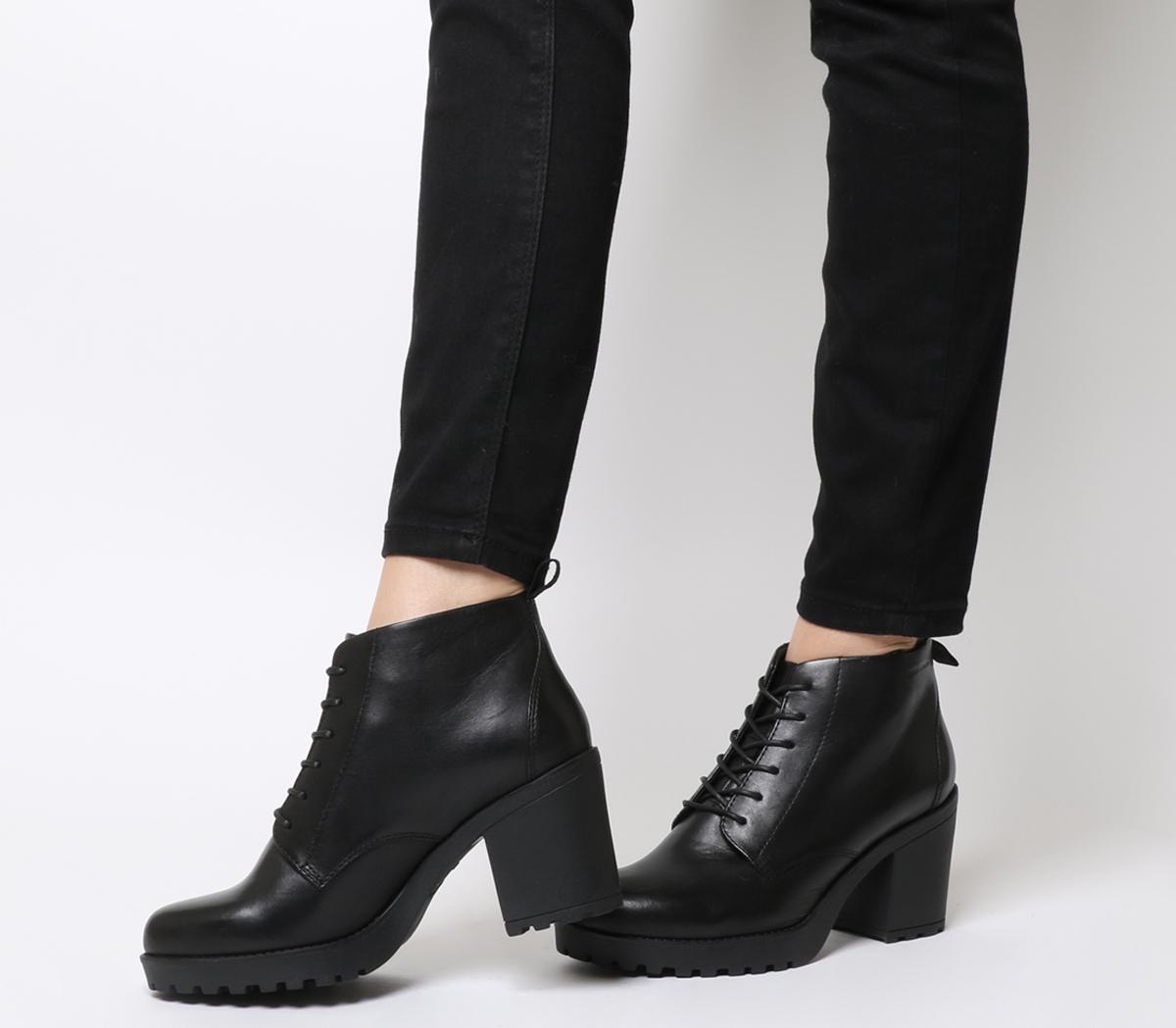 black womens boots lace up