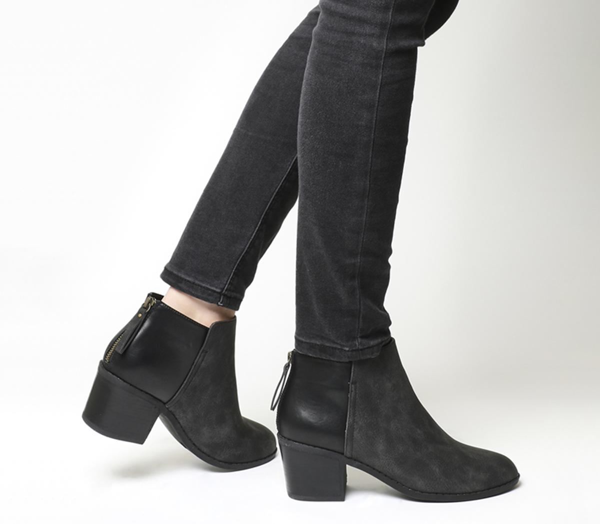 Office Ace Back Zip Boots Black - Ankle 