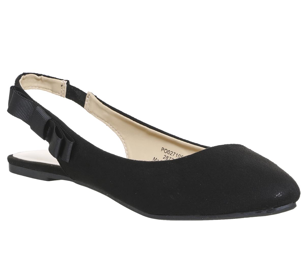 black flat sling back shoes