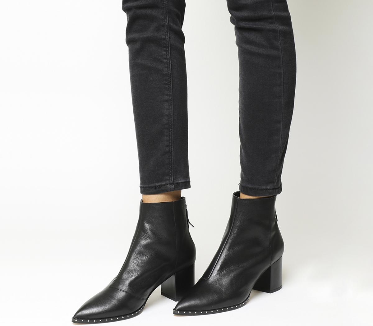 black block heel pointed boots