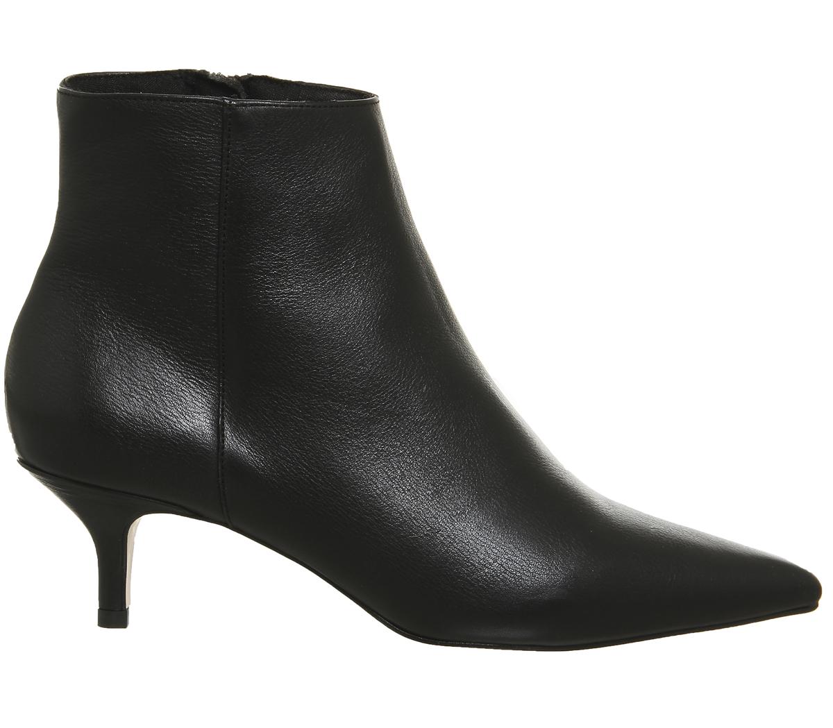 Office Alibi Kitten Heel Boots Black Leather - Ankle Boots