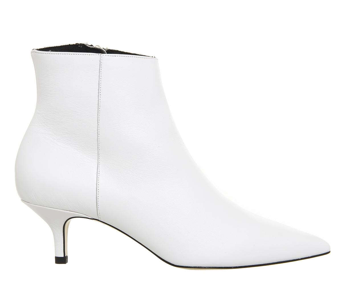 Office Alibi Kitten Heel Boots White Leather - Ankle Boots