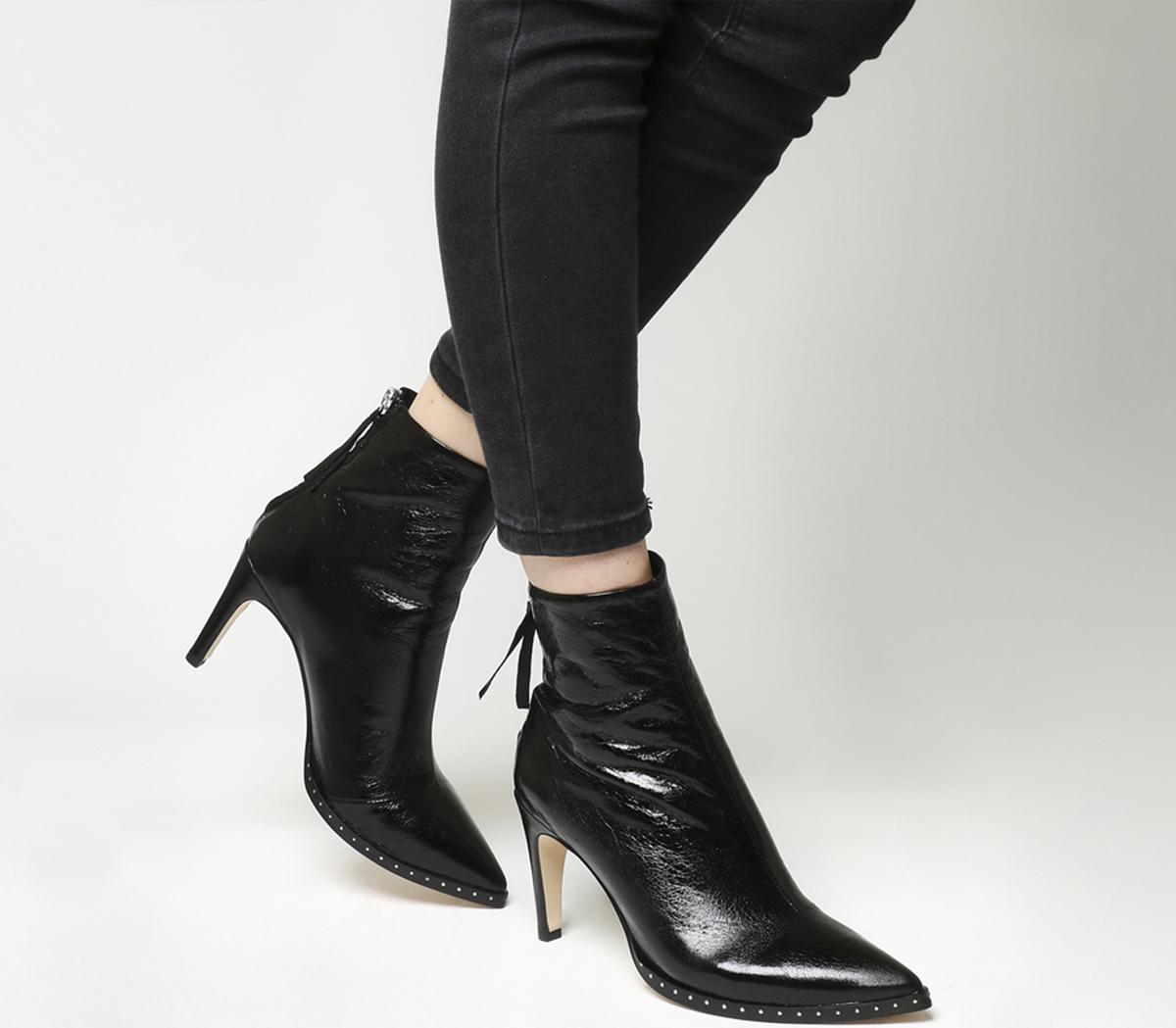 Leather Silver Studs - Ankle Boots