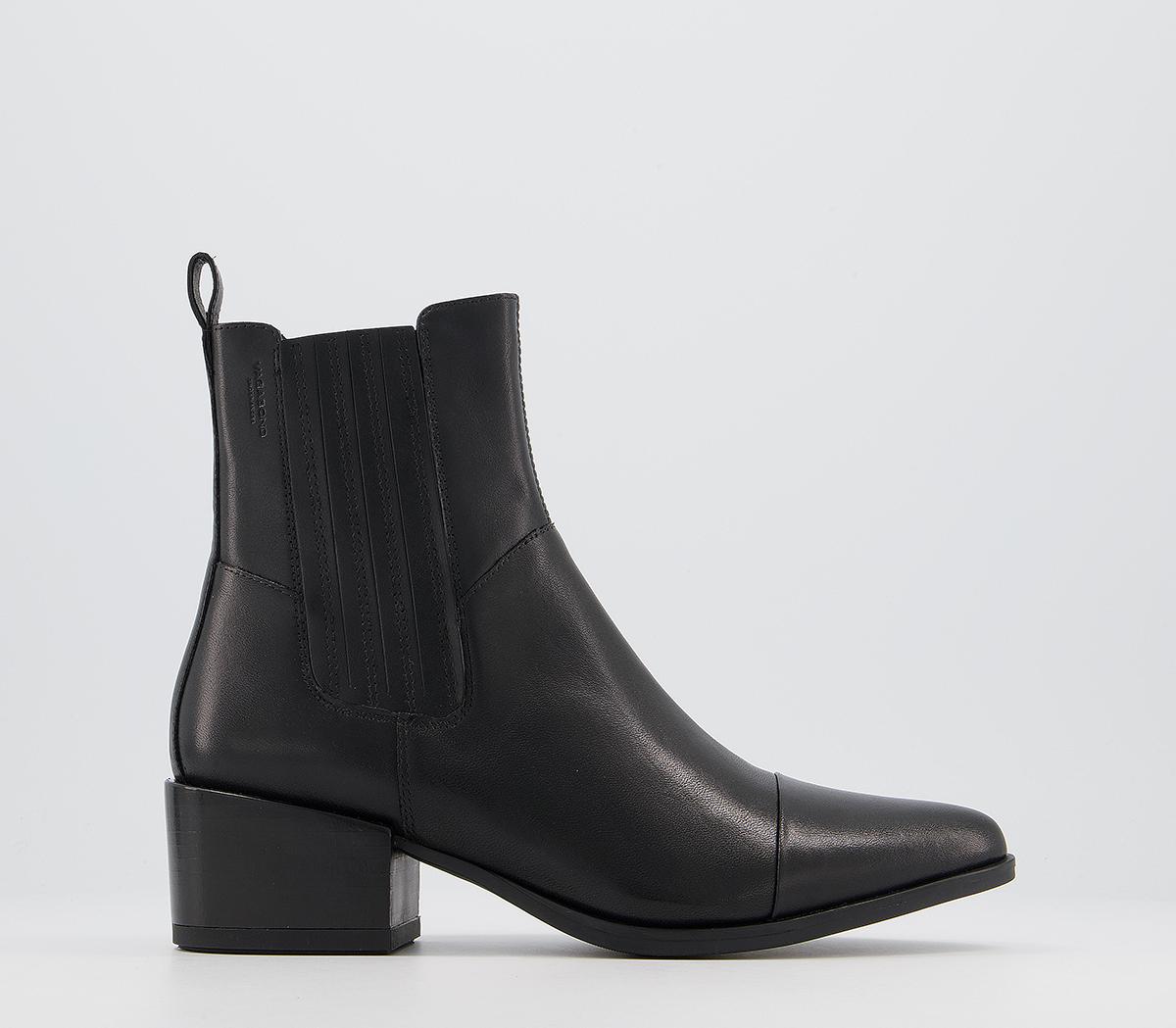vagabond marja heeled ankle boots with stitching in black leather