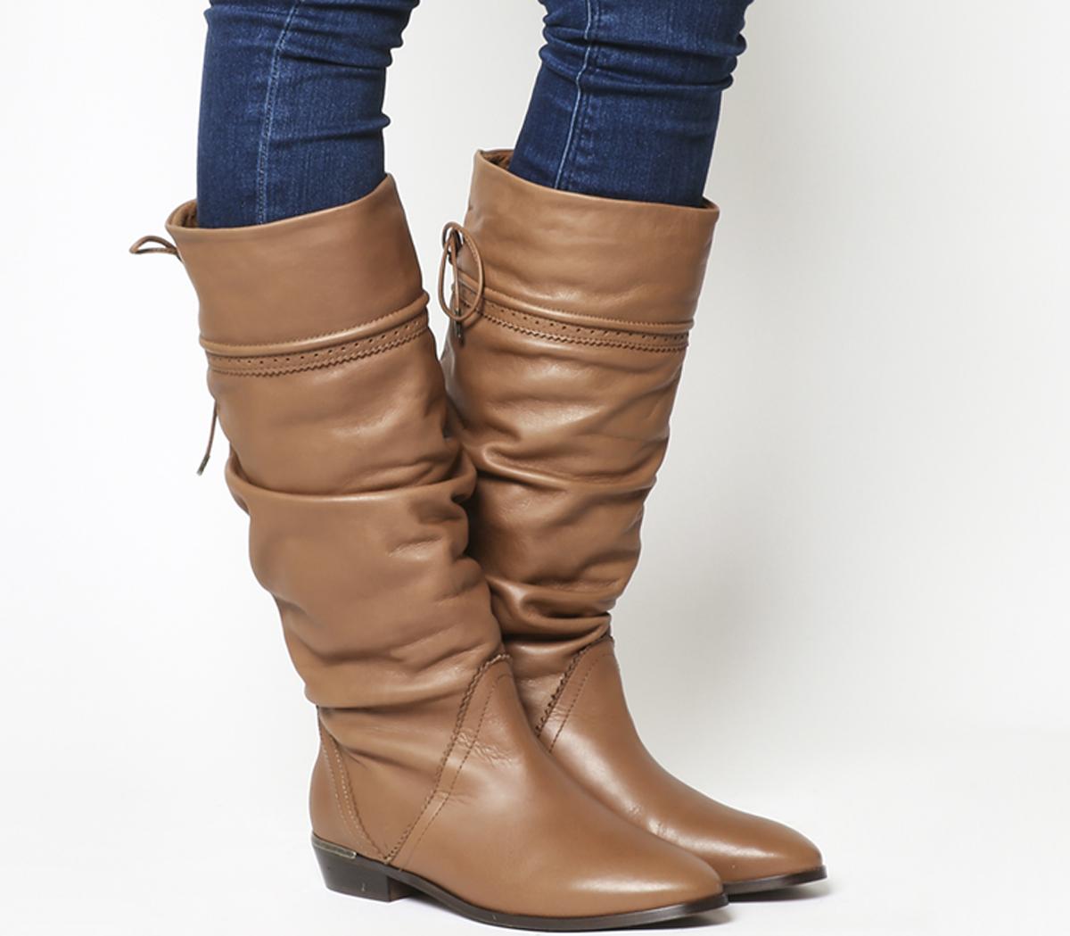 leather slouch booties