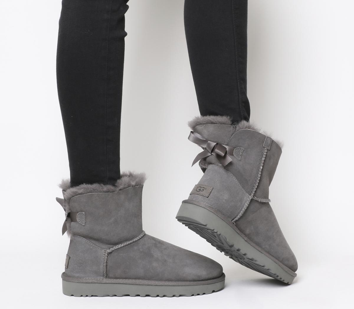 UGG Mini Bailey Bow Boots Grey - Ankle 