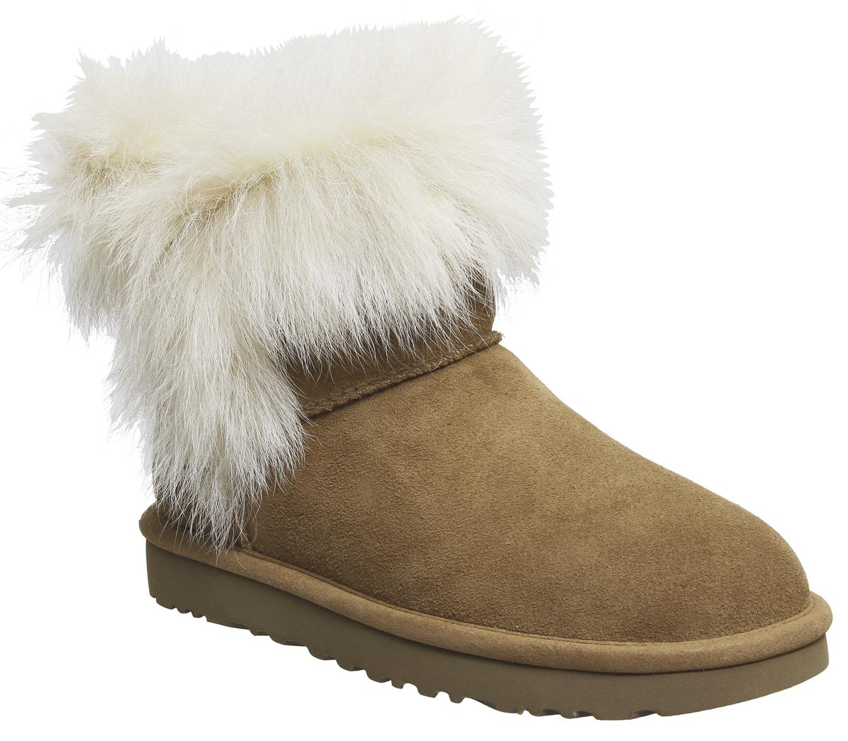 UGG Milla Fur Cuff Boots Chestnut Suede - Ankle Boots